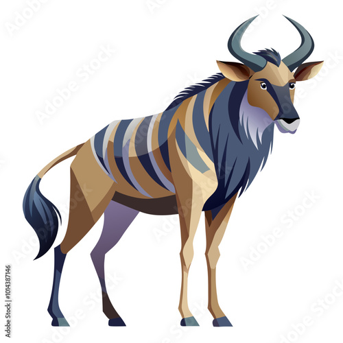 Majestic Sable Antelope: A striking low-poly illustration of a sable antelope, showcasing its distinctive markings and powerful presence. Perfect for nature documentaries, wildlife publications.