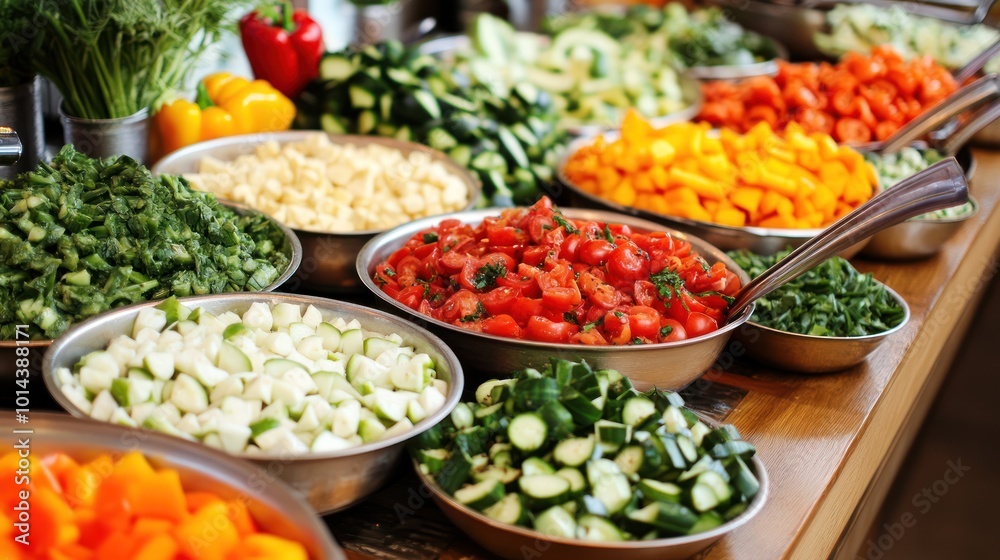 Freshly Chopped Vegetables Ready to be Served Freshly Chopped Vegetables Ready to be Served