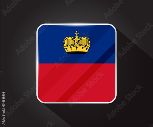 Liechtenstein flag glossy square icon illustration