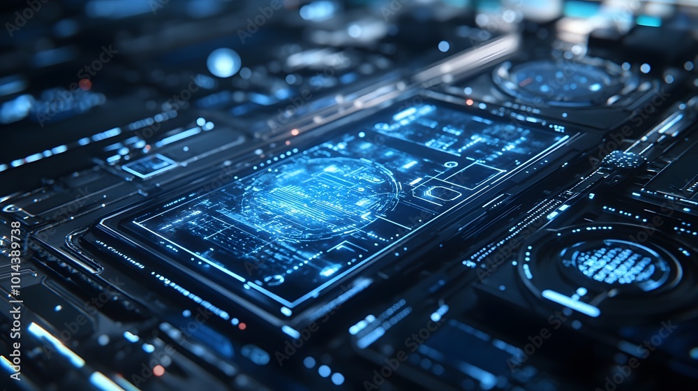 abstract futuristic background of blue glowing technology sci fi frame hud ui. abstract futuristic background of blue glowing technology sci fi frame hud ui.