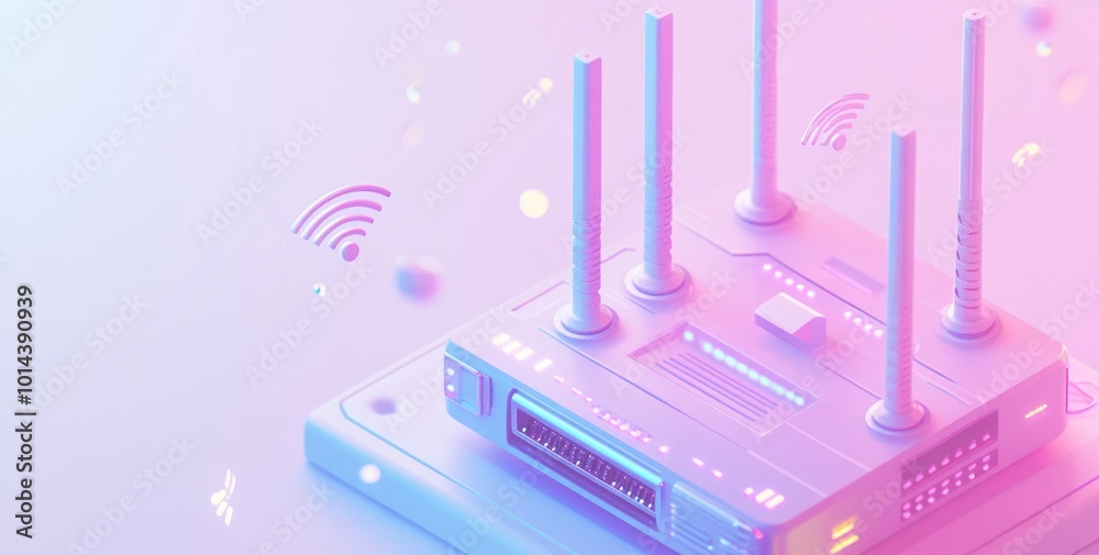 A modern router with antennas, symbolizing wireless connectivity and technology.