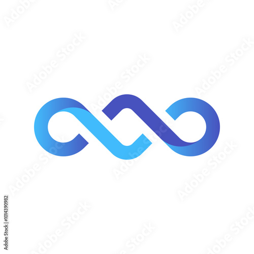 Triple infinity sign with the blue gradient color with the circle and square shape combined in modern and minimalist style