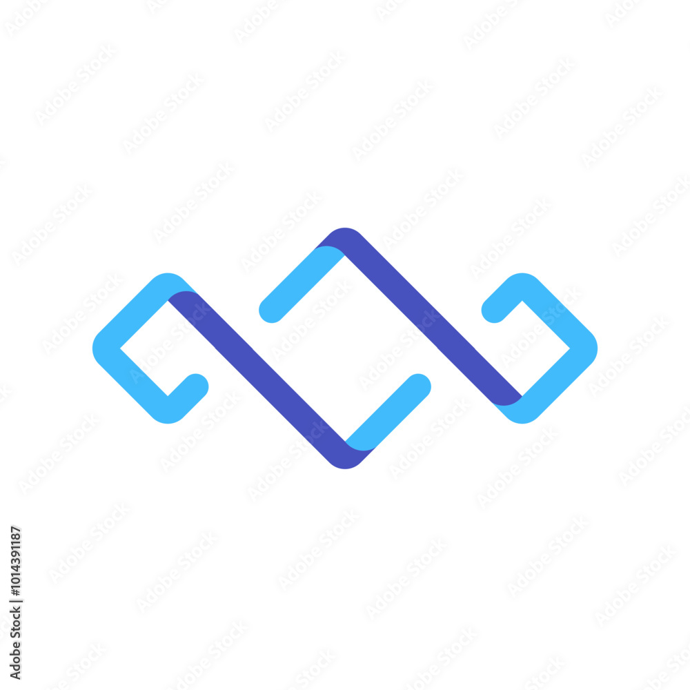 Triple infinity sign with the blue gradient color with the circle and square shape combined in modern and minimalist styles Triple infinity sign with the blue gradient color with the circle and square shape combined in modern and minimalist styles