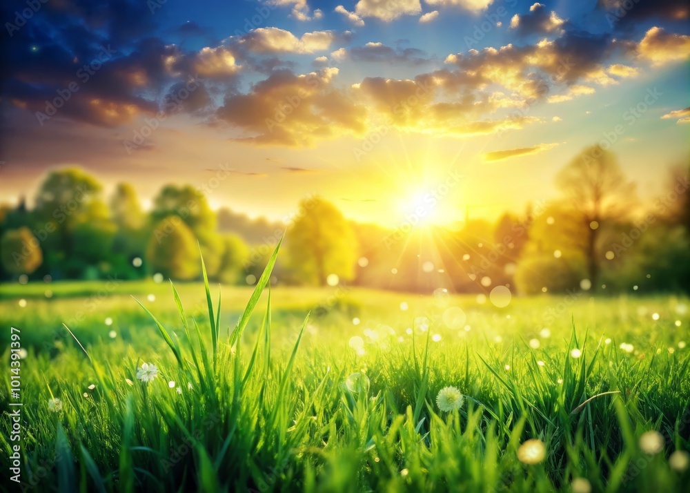 Bask in the serene beauty of a lush green meadow under a vibrant blue sky on a peaceful Bask in the serene beauty of a lush green meadow under a vibrant blue sky on a peaceful