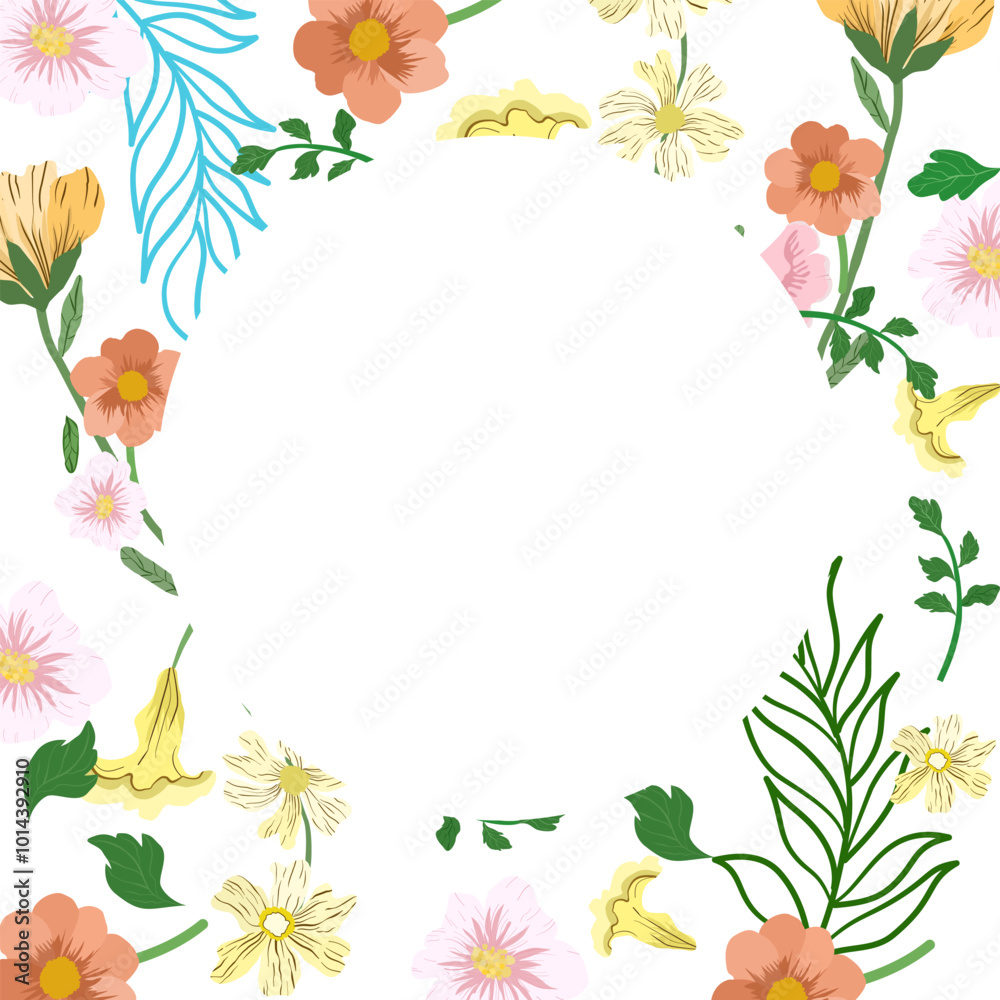 abstract background Floral frame with hand drawn flowers. Vector illustration. EPS10. Vector illustration for your design. abstract background Floral frame with hand drawn flowers. Vector illustration. EPS10. Vector illustration for your design.
