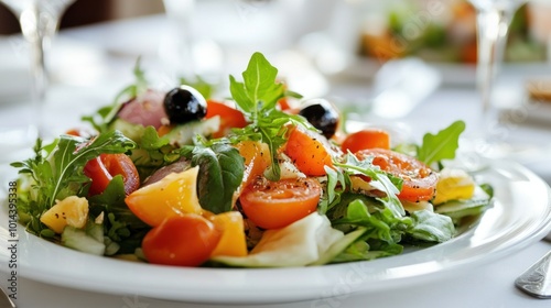 Fresh Salad on a White Plate