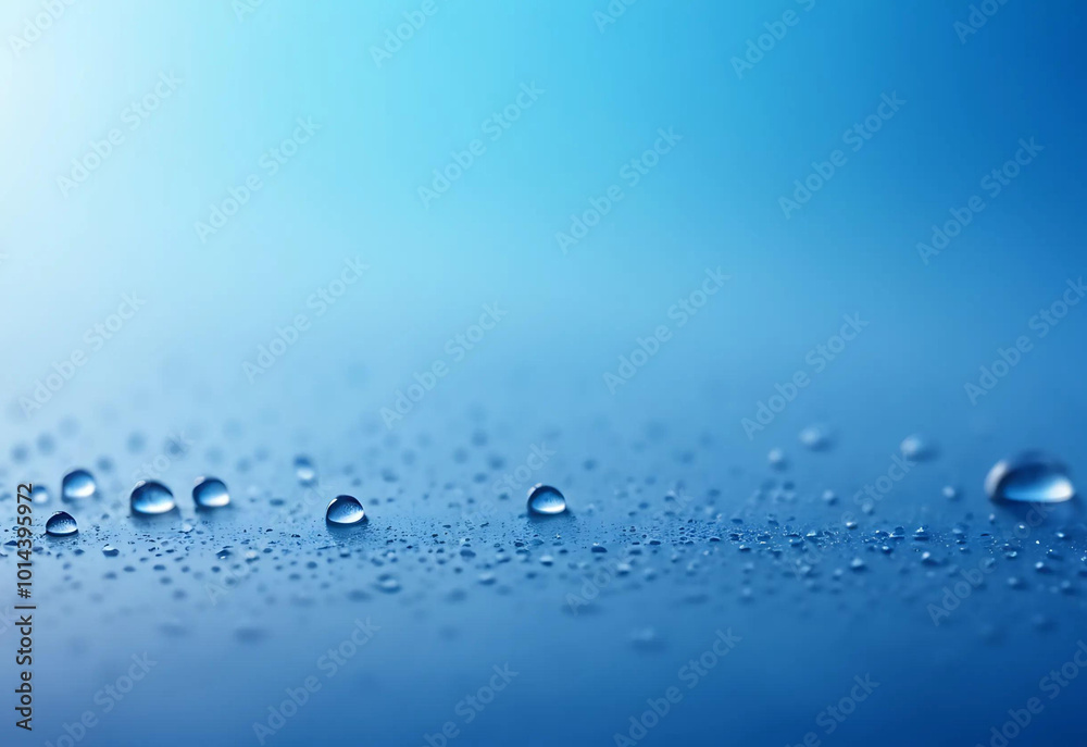 Water droplets dripped onto a smooth blue gradient background, creating a refreshed and defocused abstract pattern with a relaxing liquid effect Water droplets dripped onto a smooth blue gradient background, creating a refreshed and defocused abstract pattern with a relaxing liquid effect