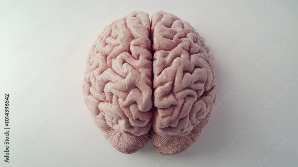 A detailed illustration of a human brain from a top view, showcasing its intricate structure. A detailed illustration of a human brain from a top view, showcasing its intricate structure.