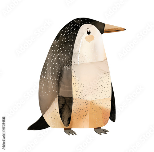 Illustration of a cute penguin for the design of children's products. Watercolor illustration in pastel colors. photo