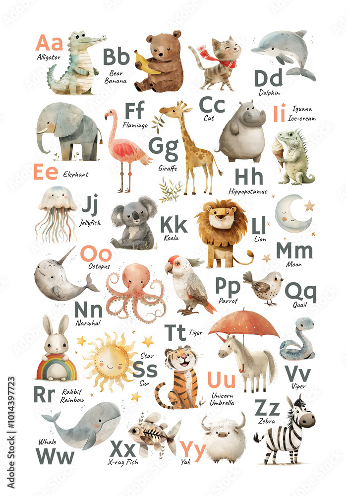 Fototapeta premium A poster for a nursery or preschool classroom featuring