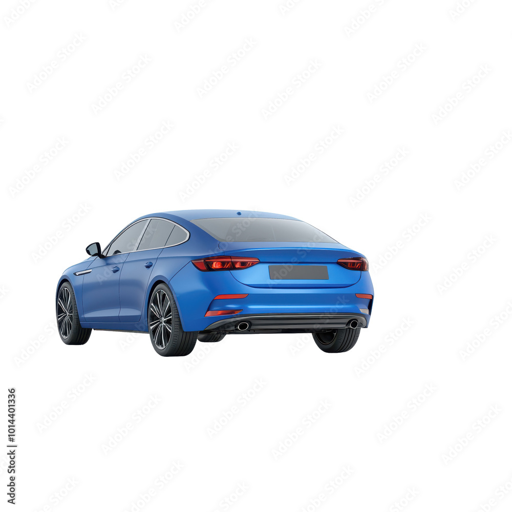 Sleek Blue Car Design from Rear Angle on transparent background Sleek Blue Car Design from Rear Angle on transparent background