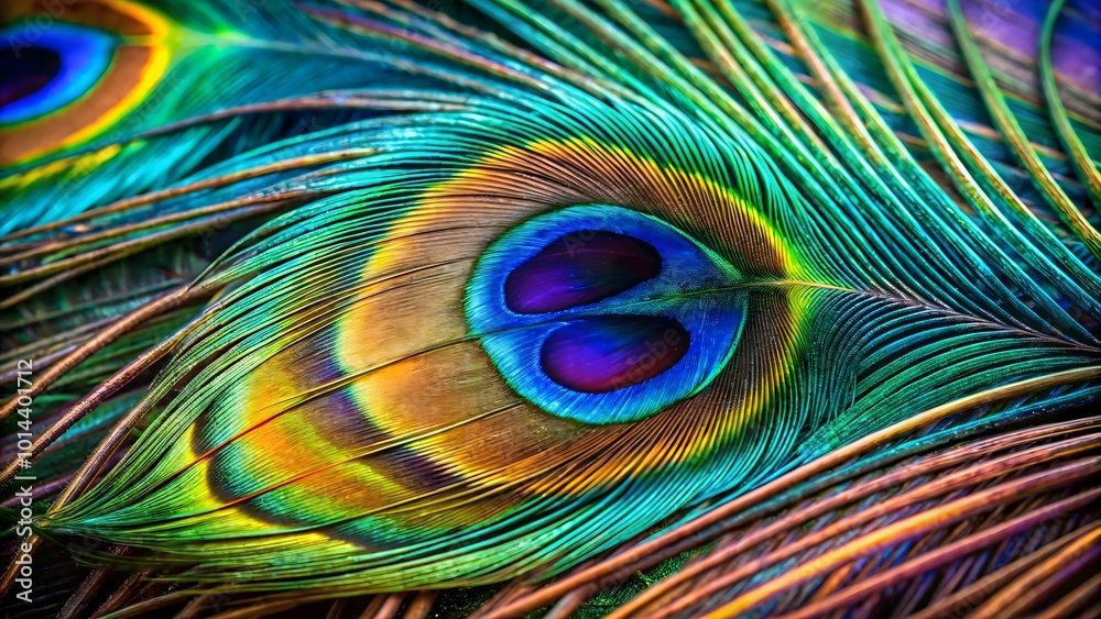Obraz premium A detailed peacock feather with vibrant colors
