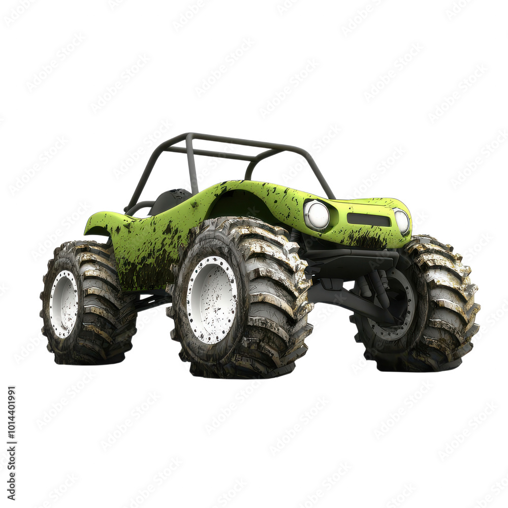 Obraz premium Stylish Green Monster Truck on transparent background