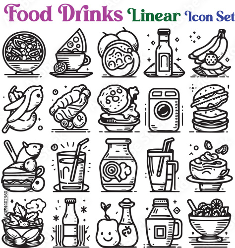 food and drink icons vector icon set