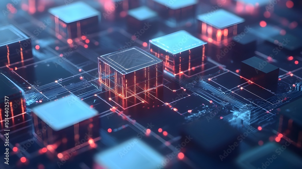 Visualizing Efficient Blockchain Scaling with Futuristic Digital Cubes and Gridwork Visualizing Efficient Blockchain Scaling with Futuristic Digital Cubes and Gridwork
