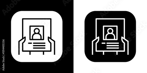 Black and white icons, Resume cv apply hr job business employ