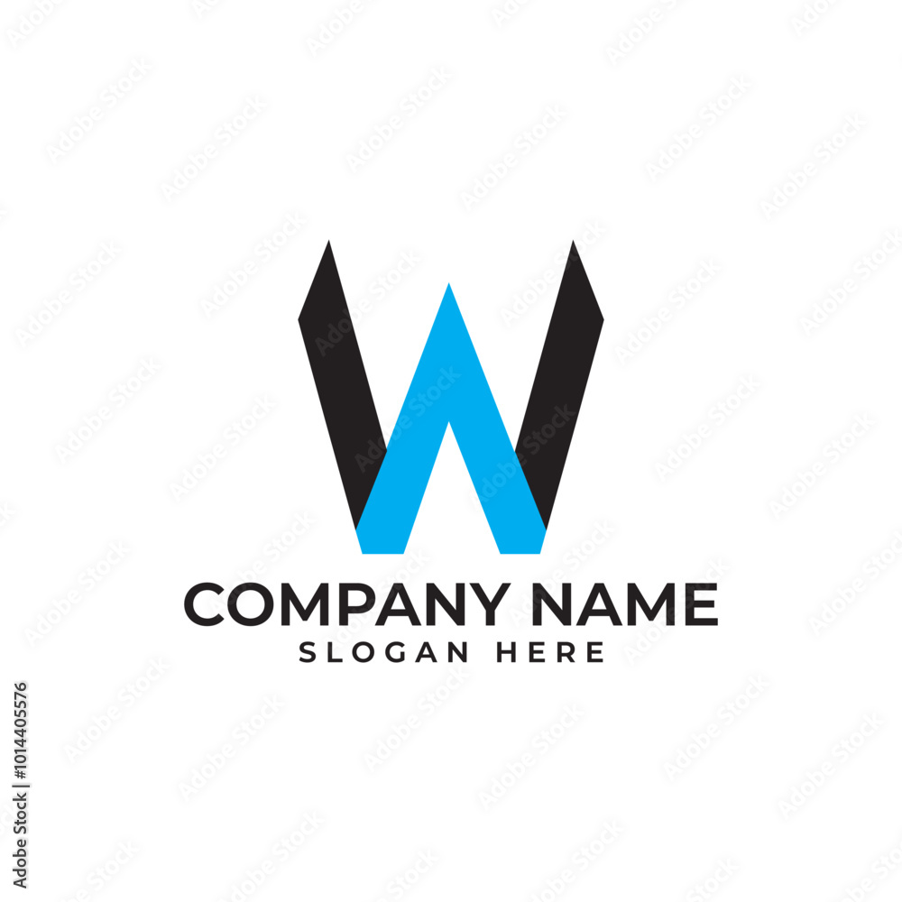 Obraz premium Upward arrow in blue signify profit and future thinking with the logomark is in the shape of letter W