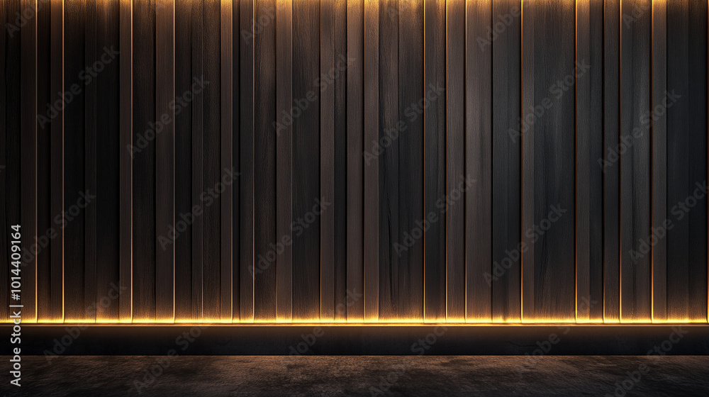 Modern Dark Wood Panel with Elegant Linear Lighting and copy-space
Modern Dark Wood Panel with Elegant Linear Lighting and copy-space