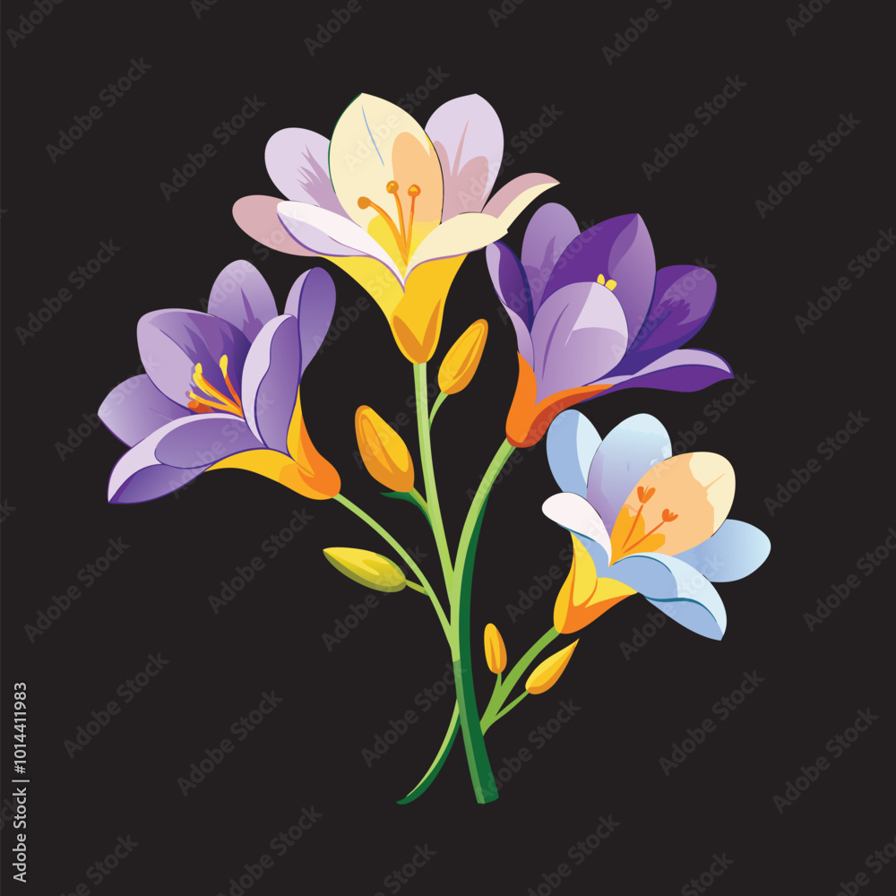 Naklejka premium How To create a freesia flowers Vector 3D Image