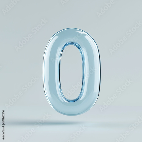 A blue glass number 0 is floating in the air