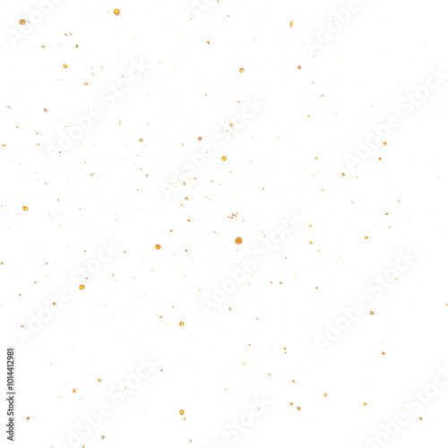 Abstract glowing orange dust particles, noise, and grain on a transparent background. Ideal for glow effects, cosmic illustrations, or adding texture and depth to space-themed designs