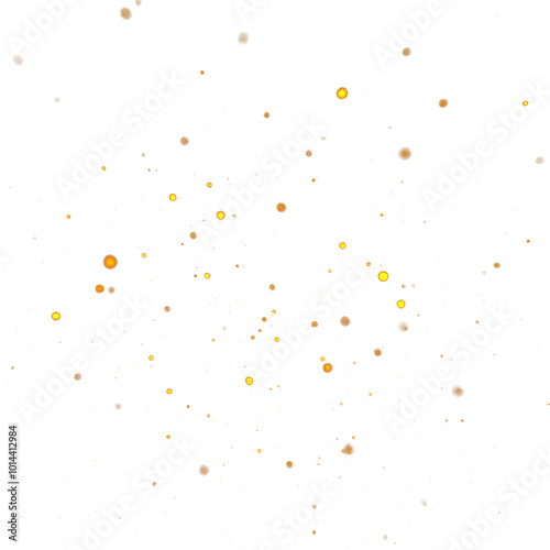 Abstract glowing orange dust particles, noise, and grain on a transparent background. Ideal for glow effects, cosmic illustrations, or adding texture and depth to space-themed designs