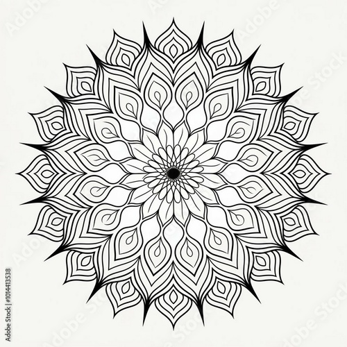 Mandala circular floral pattern Henna tattoo mehndi oriental style for coloring book page interior