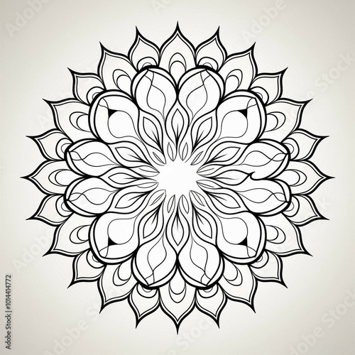 Mandala circular floral pattern Henna tattoo mehndi oriental style for coloring book page interior