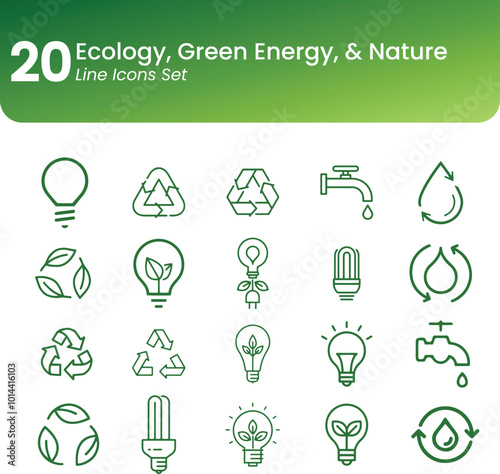 Ecology go green green energy nature organic recylce Icons set vector