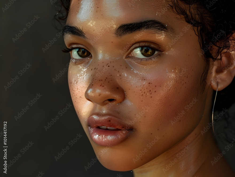 Captivating Bronze Toned Portrait of a Serene Alluring Woman with Glowing Skin Captivating Bronze Toned Portrait of a Serene Alluring Woman with Glowing Skin