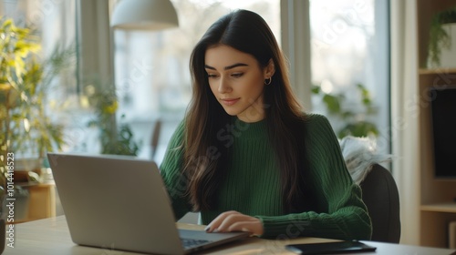 The Woman Working on Laptop