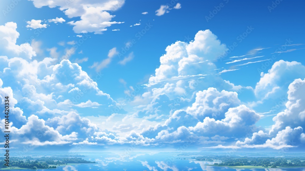 Obraz premium A clear blue sky with light, scattered clouds