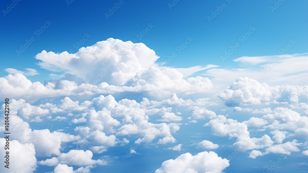 A deep blue sky with soft, white clouds creating a beautiful scene A deep blue sky with soft, white clouds creating a beautiful scene