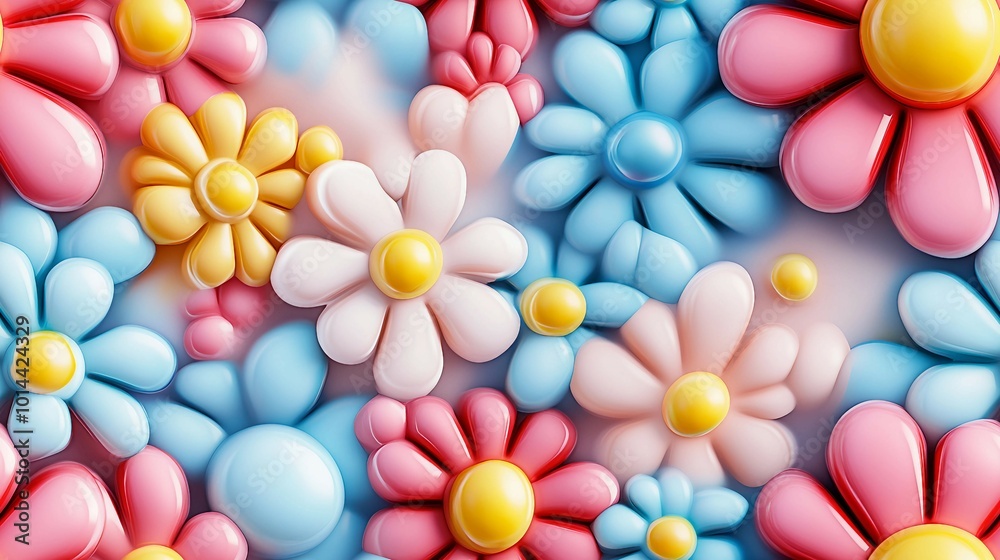 Colorful 3D Flower Pattern