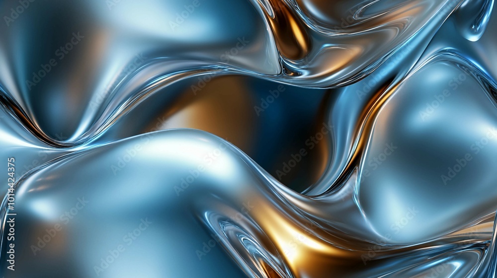 Abstract Blue and Gold Liquid Metal Background Abstract Blue and Gold Liquid Metal Background
