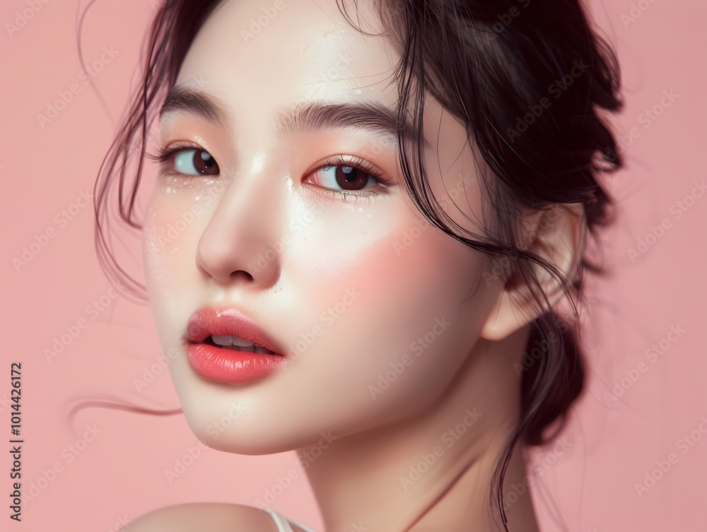 Captivating Porcelain Skinned Asian Model in Refined Sophisticated Beauty Portrait Captivating Porcelain Skinned Asian Model in Refined Sophisticated Beauty Portrait