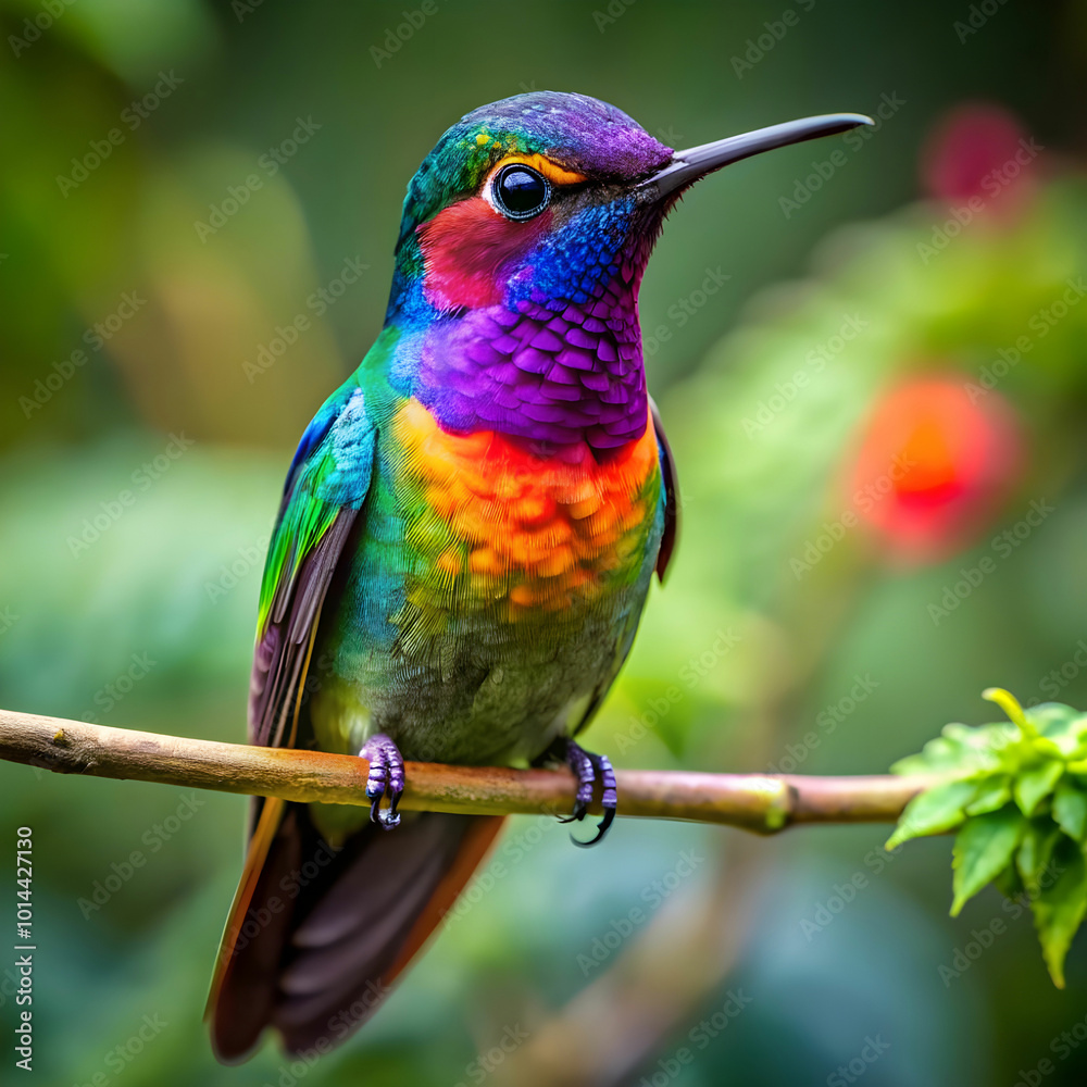 Fototapeta premium vividly colored hummingbird in nature