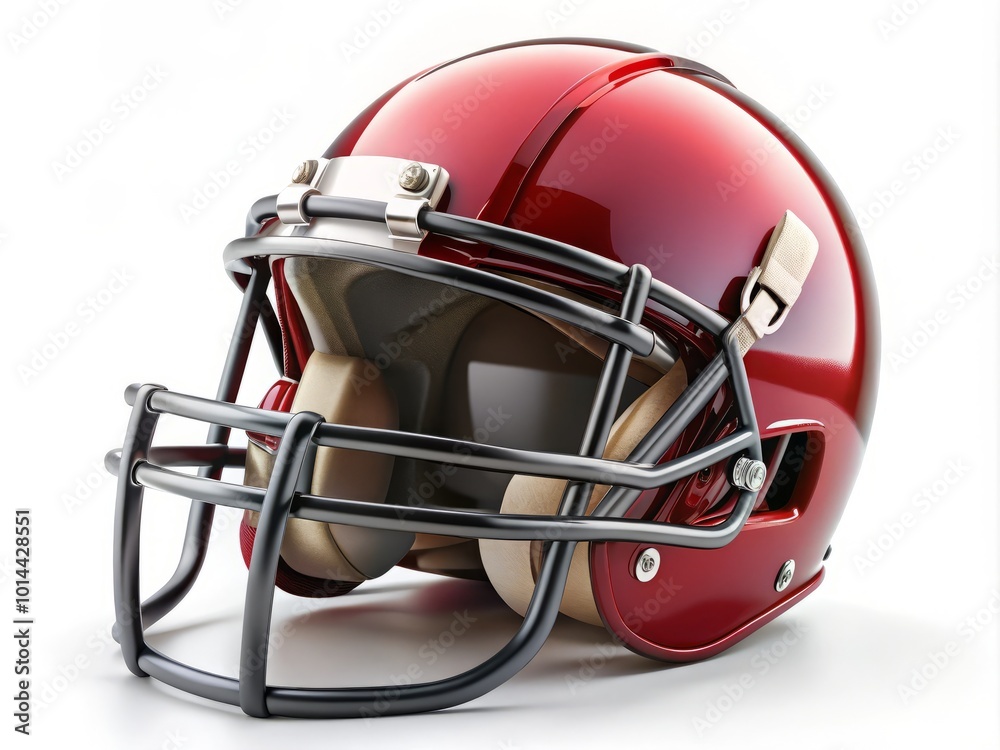 Naklejka premium Isolated football helmet, high-quality and on a white background, perfect for sports branding projects, ideal for