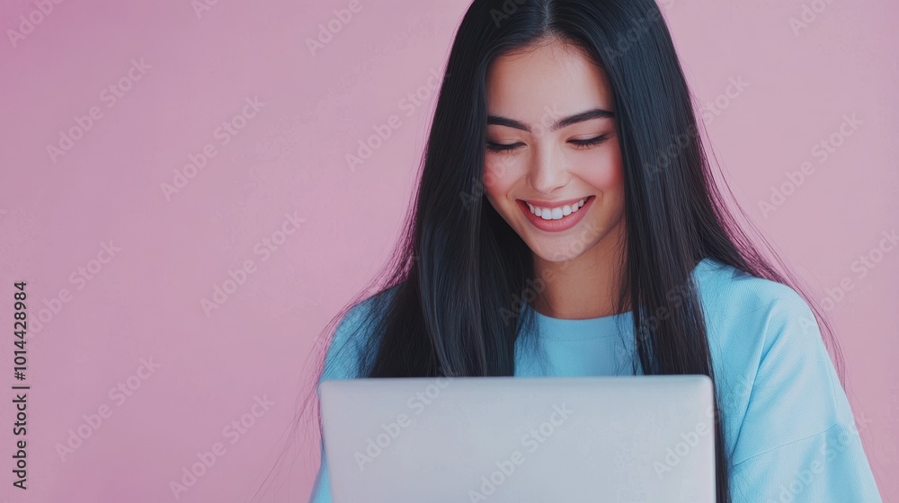 The Smiling Woman with Laptop The Smiling Woman with Laptop