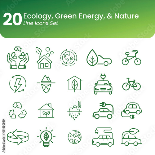 Ecology go green green energy nature organic recylce Icons set vector