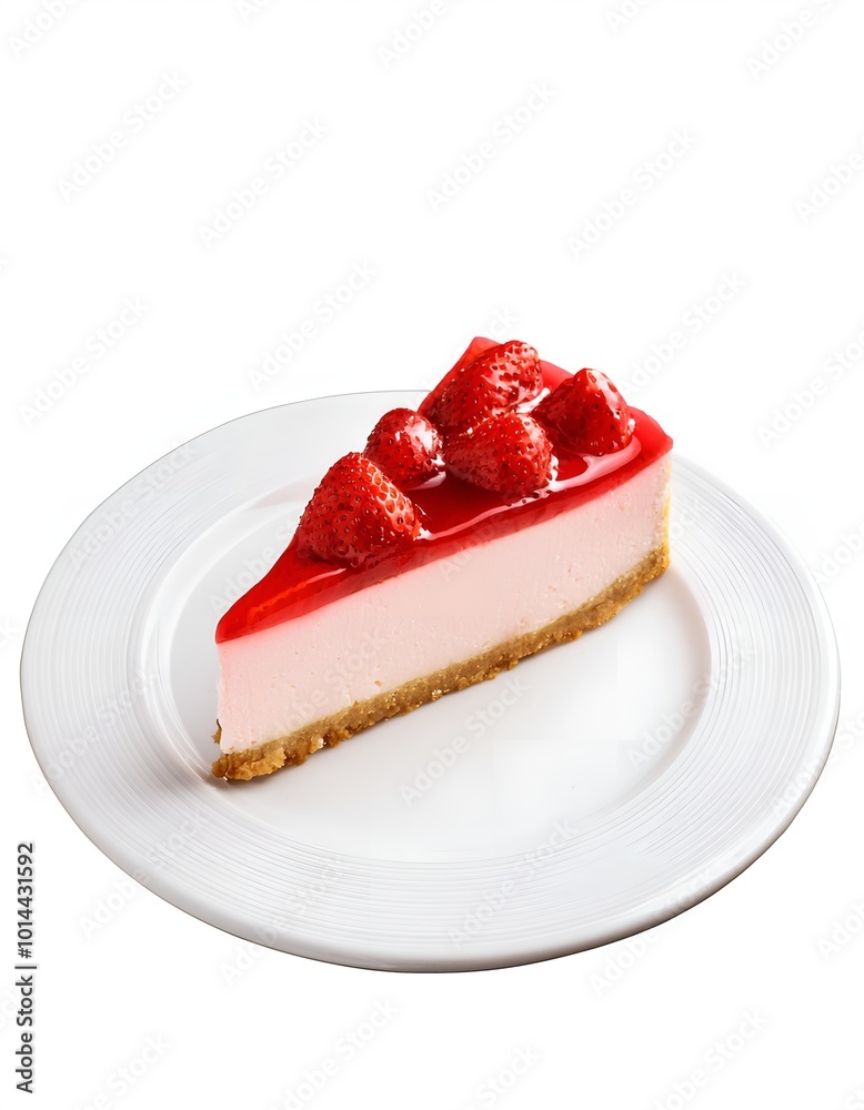 Cheesecakes with fresh strawberries and mint isolated on white background Cheesecakes with fresh strawberries and mint isolated on white background