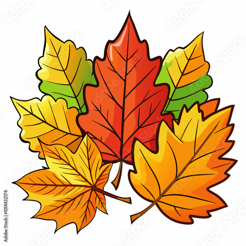 autumn leaves isolated on white background