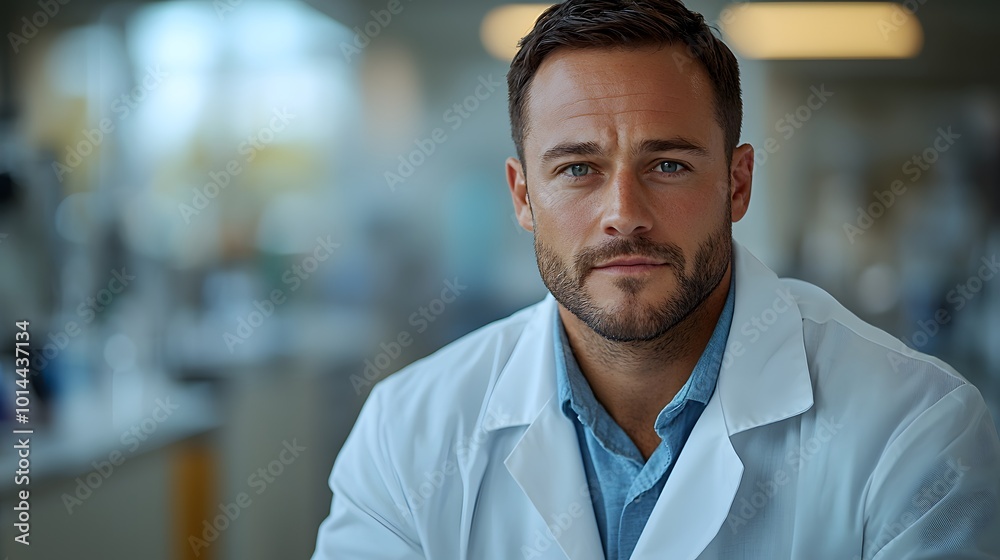 Male Scientist Presenting Research in Laboratory Setting Male Scientist Presenting Research in Laboratory Setting