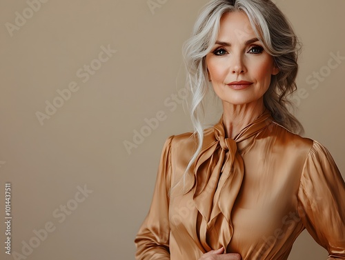 Elegant Mature Woman in Chic Blouse Portrait