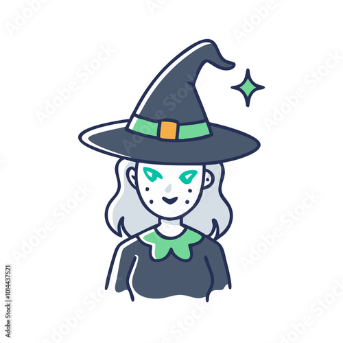 halloween witch with broom
