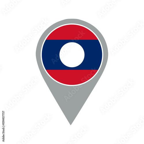 laos flag location pin, flag application, Flag on Location Pin, graphic design, map pointer, vector illustration.	