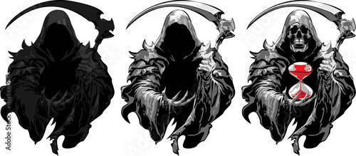 Mysterious and haunting hand drawn illustration of the Grim Reaper, symbolizing the inevitable cycle of life and death.