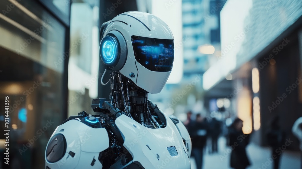 A high-tech conference on robotics and AI, with experts discussing innovations in technology and its impact on economics A high-tech conference on robotics and AI, with experts discussing innovations in technology and its impact on economics