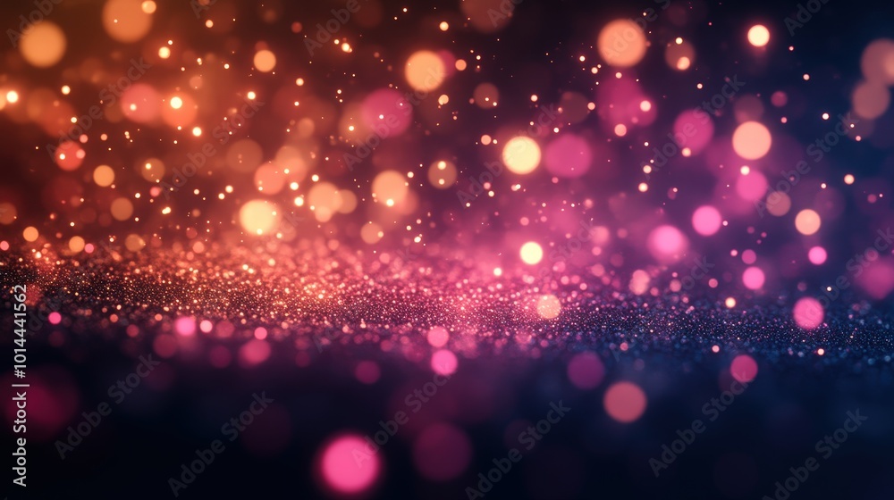 Vibrant Abstract Background With Glowing Pink And Orange Bokeh Particles Floating In A Dark Space Vibrant Abstract Background With Glowing Pink And Orange Bokeh Particles Floating In A Dark Space