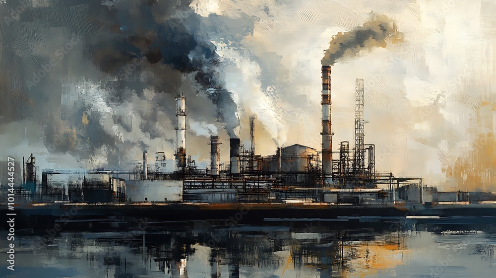 Industrial Pollution - Abstract Oil Painting. Industrial Pollution - Abstract Oil Painting.